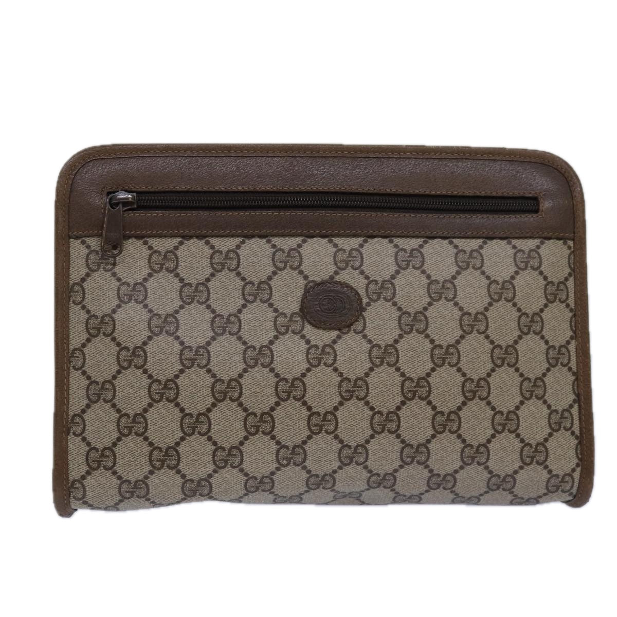 GUCCI GG Supreme Clutch Bag PVC Beige 111 01 037 ki4721