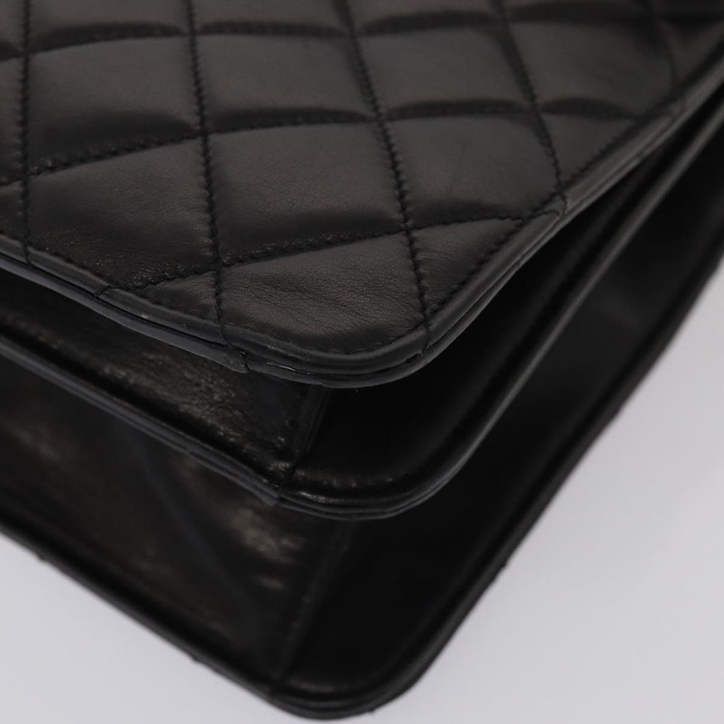 CHANEL Matelasse Business Bag Lamb Skin 2way Black Gold CC ki4737