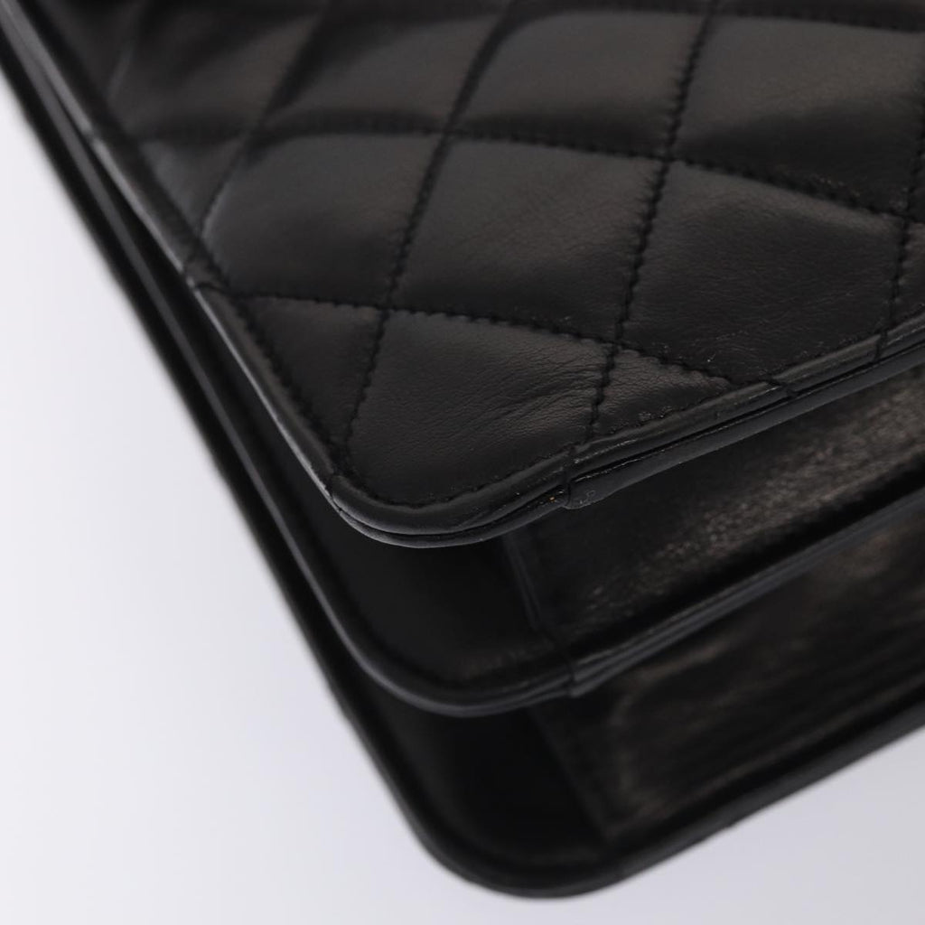 CHANEL Matelasse Business Bag Lamb Skin 2way Black Gold CC ki4737