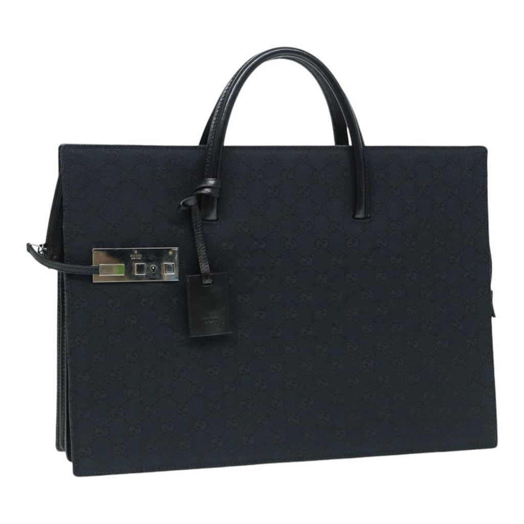 GUCCI GG Canvas Business Bag Black Silver 015 3708 ki4743