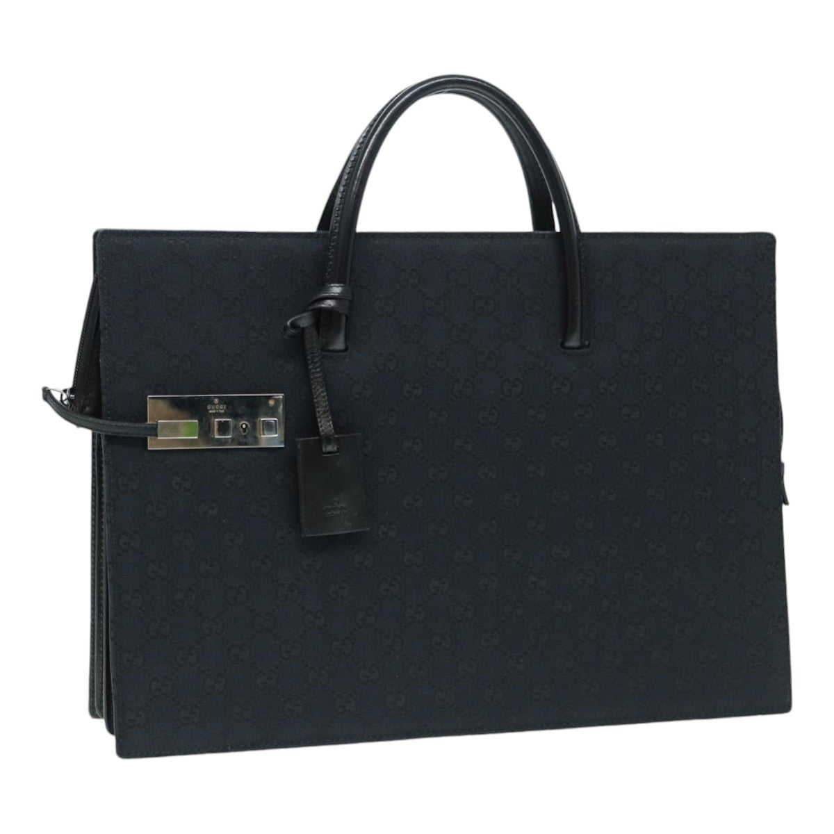 GUCCI GG Canvas Business Bag Black Silver 015 3708 ki4743