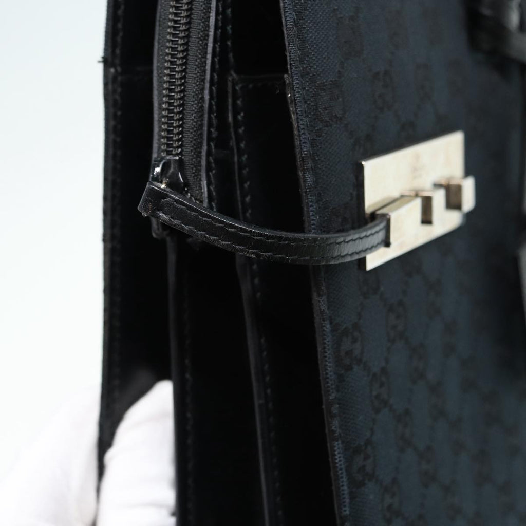 GUCCI GG Canvas Business Bag Black Silver 015 3708 ki4743