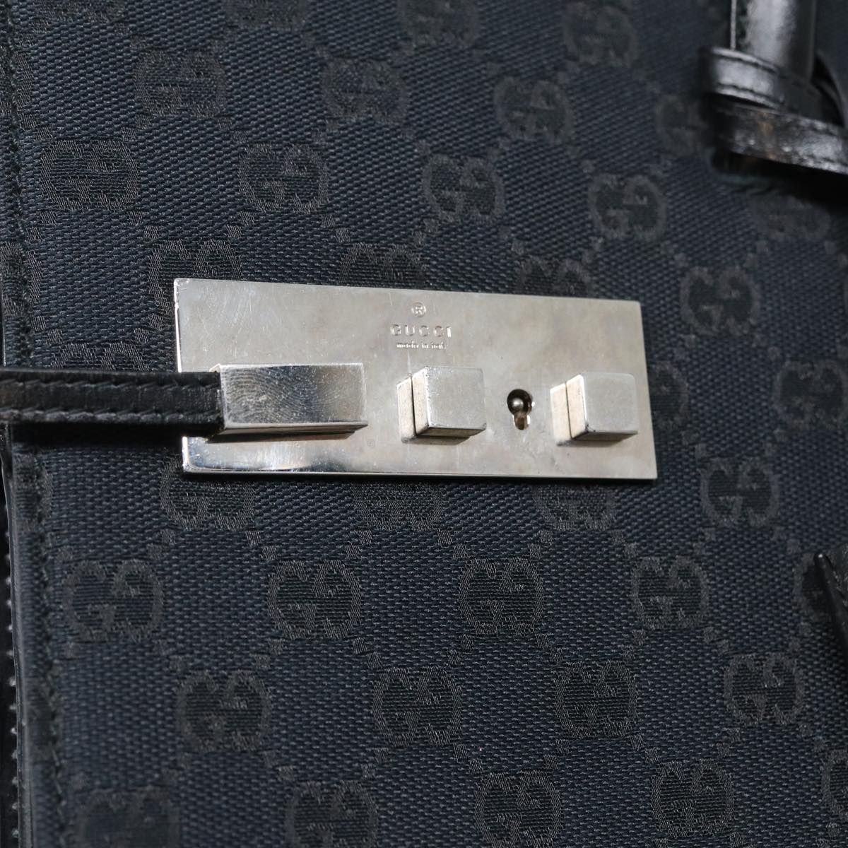GUCCI GG Canvas Business Bag Black Silver 015 3708 ki4743