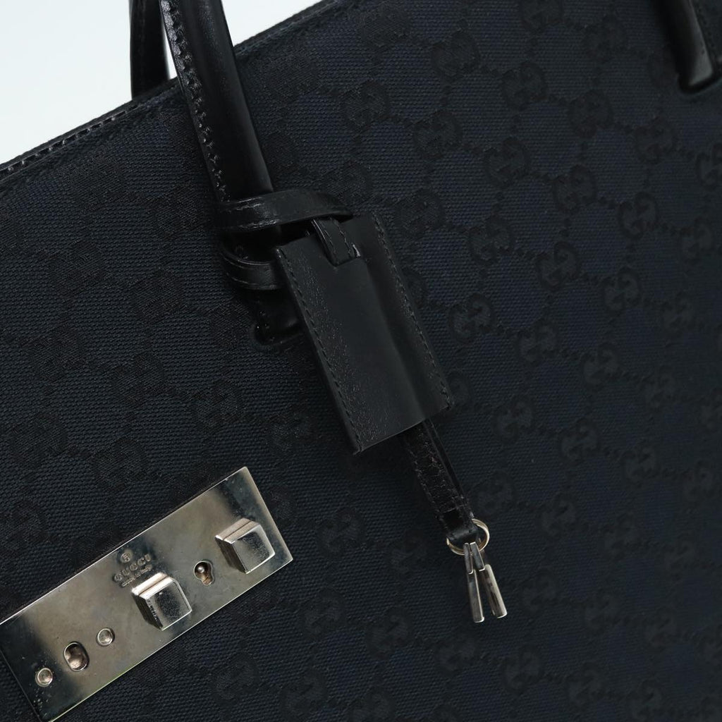 GUCCI GG Canvas Business Bag Black Silver 015 3708 ki4743