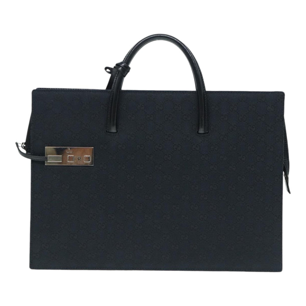 GUCCI GG Canvas Business Bag Black Silver 015 3708 ki4743