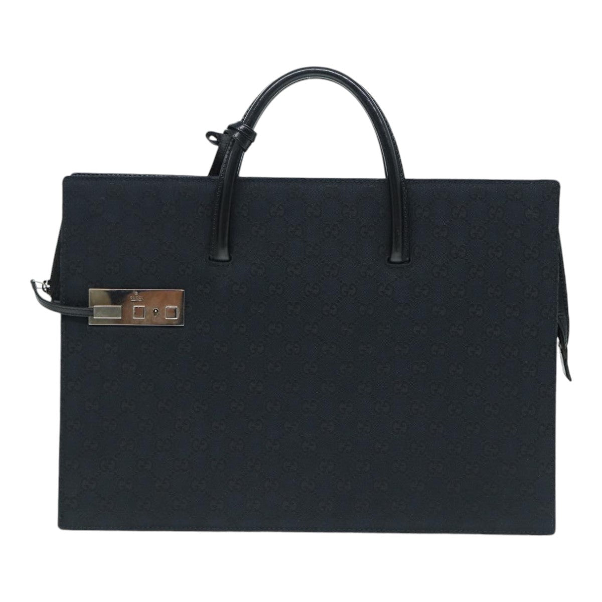 GUCCI GG Canvas Business Bag Black Silver 015 3708 ki4743