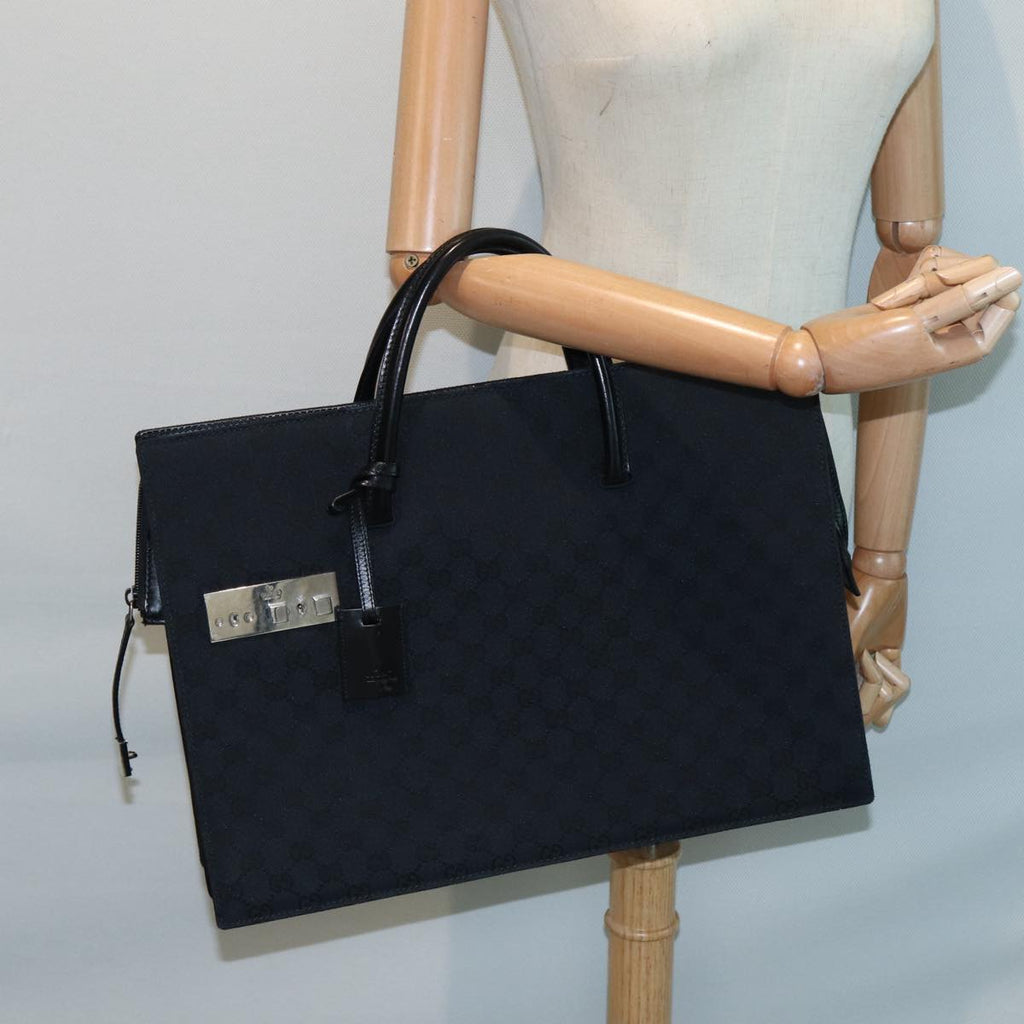 GUCCI GG Canvas Business Bag Black Silver 015 3708 ki4743