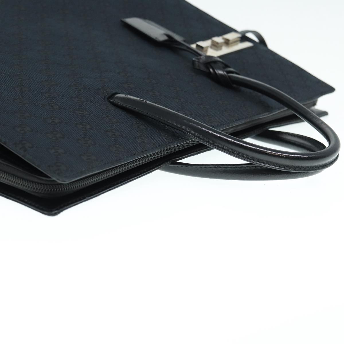 GUCCI GG Canvas Business Bag Black Silver 015 3708 ki4743
