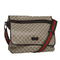 GUCCI GG Supreme Web Sherry Line Shoulder Bag PVC Beige Silver ki4747
