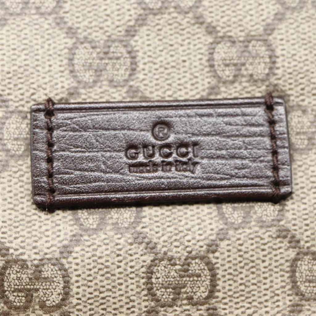 GUCCI GG Supreme Web Sherry Line Shoulder Bag PVC Beige Silver ki4747