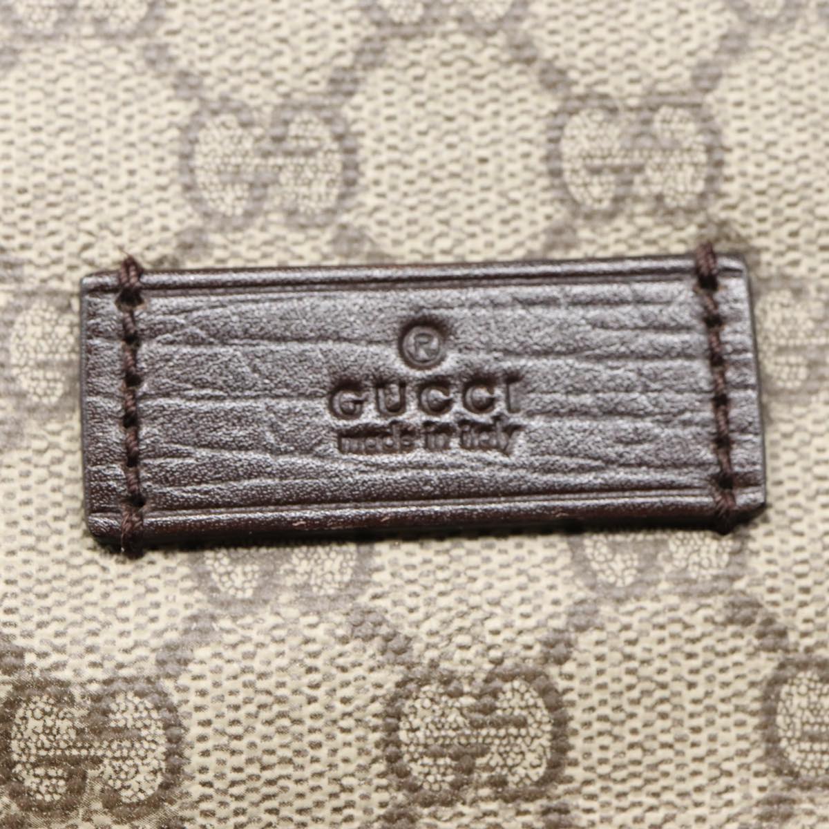 GUCCI GG Supreme Web Sherry Line Shoulder Bag PVC Beige Silver ki4747
