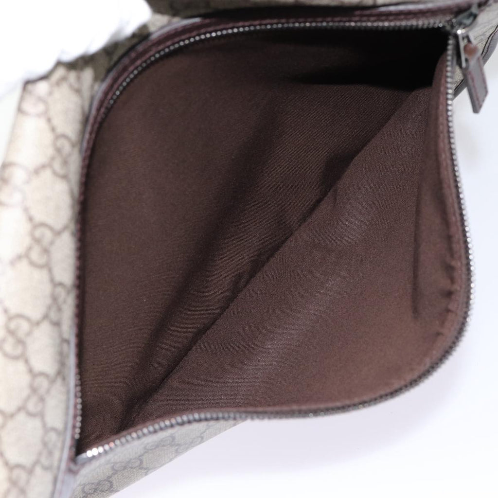 GUCCI GG Supreme Web Sherry Line Shoulder Bag PVC Beige Silver ki4747