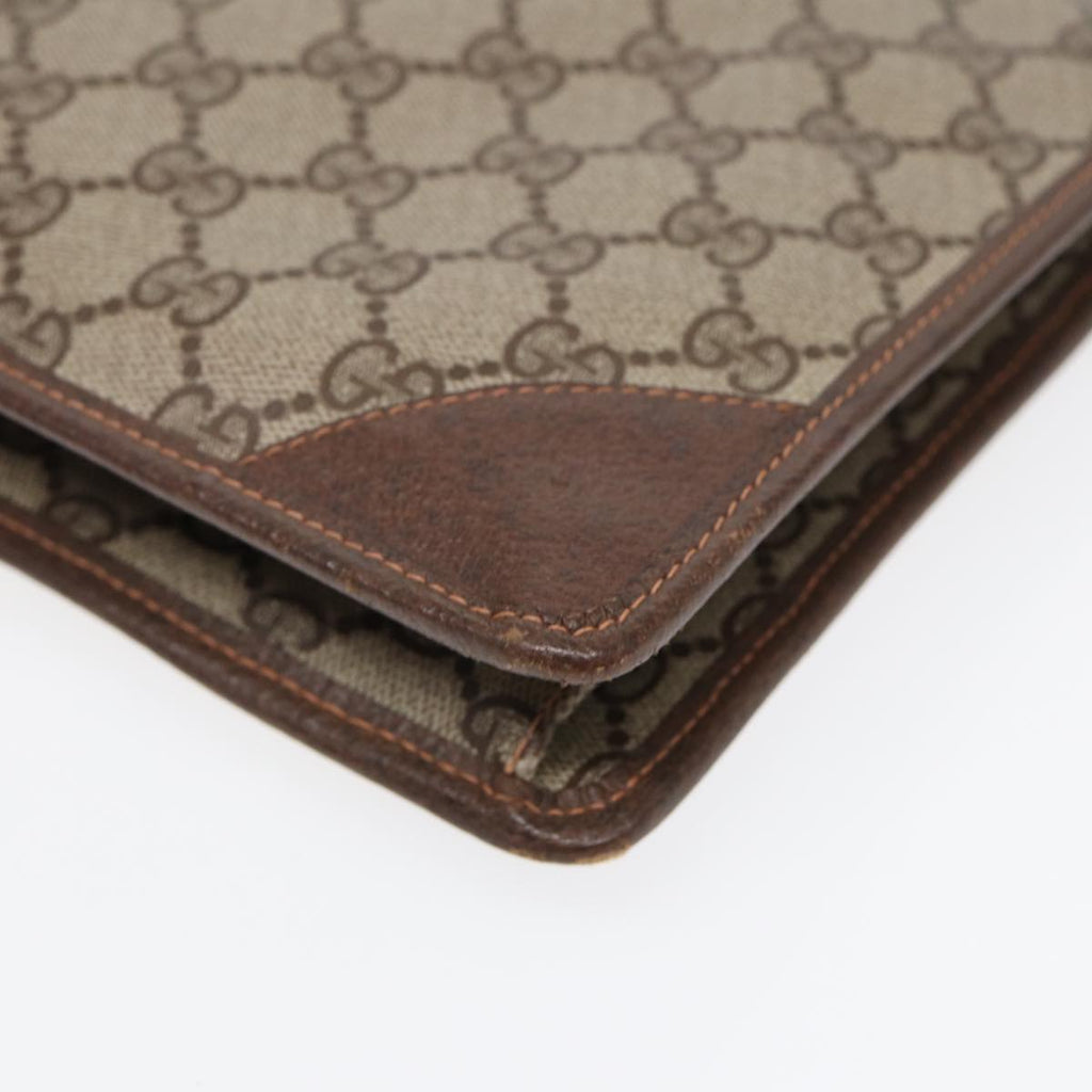 GUCCI GG Supreme Clutch Bag PVC Leather Beige Brown gold ki4750