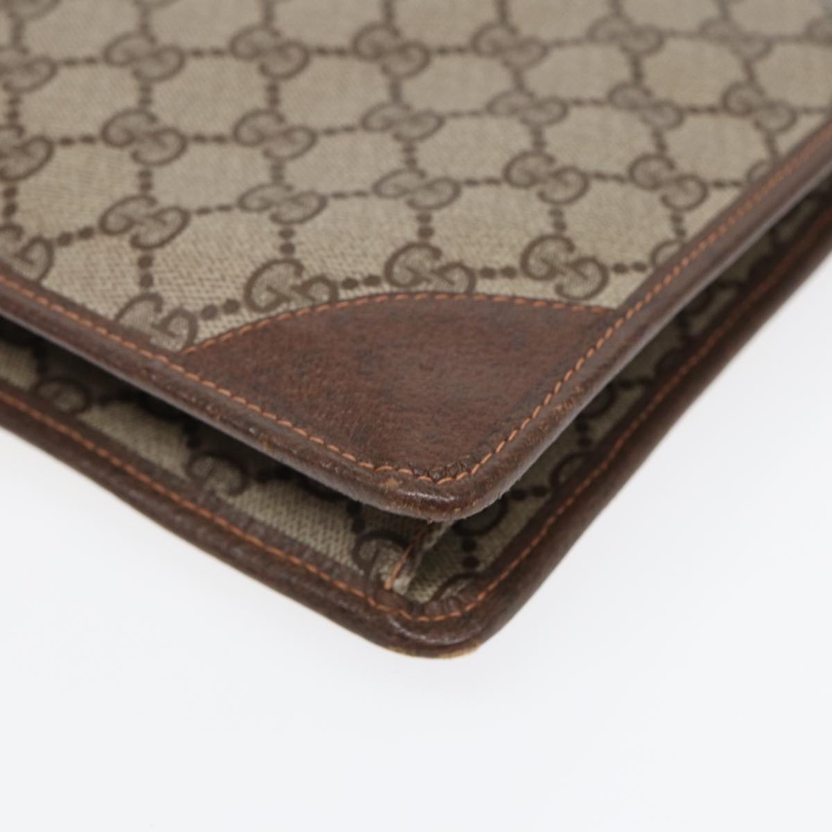 GUCCI GG Supreme Clutch Bag PVC Leather Beige Brown gold ki4750