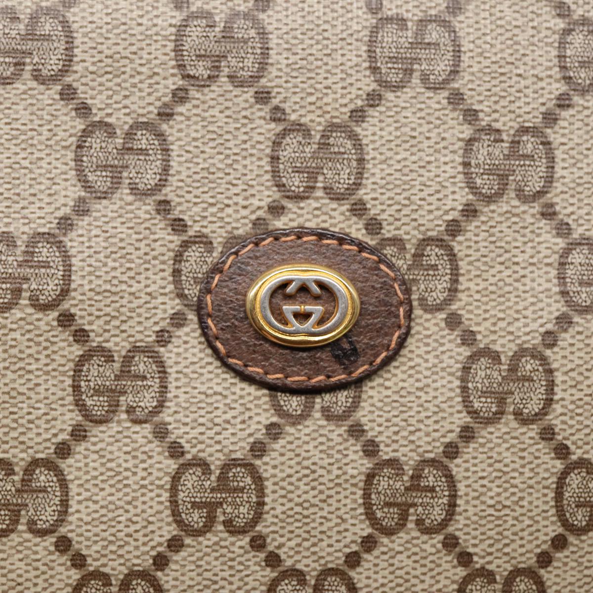 GUCCI GG Supreme Clutch Bag PVC Leather Beige Brown gold ki4750