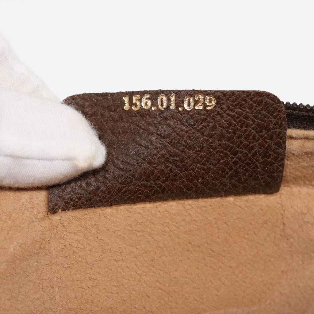 GUCCI GG Supreme Clutch Bag PVC Leather Beige Brown gold ki4750