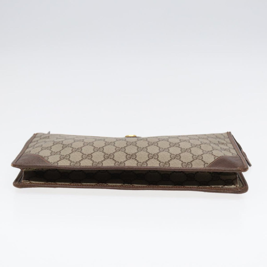 GUCCI GG Supreme Clutch Bag PVC Leather Beige Brown gold ki4750