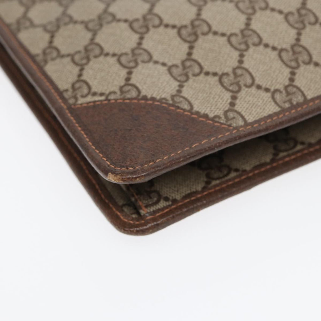 GUCCI GG Supreme Clutch Bag PVC Leather Beige Brown gold ki4750