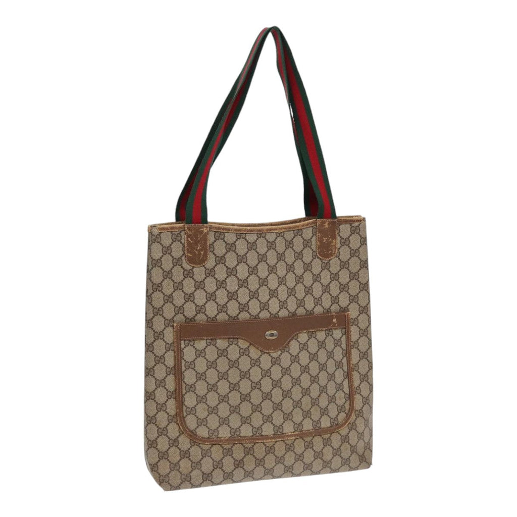 GUCCI GG Supreme Web Sherry Line Tote Bag PVC Beige Red 40 02 003 ki4755