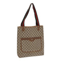GUCCI GG Supreme Web Sherry Line Tote Bag PVC Beige Red 40 02 003 ki4755