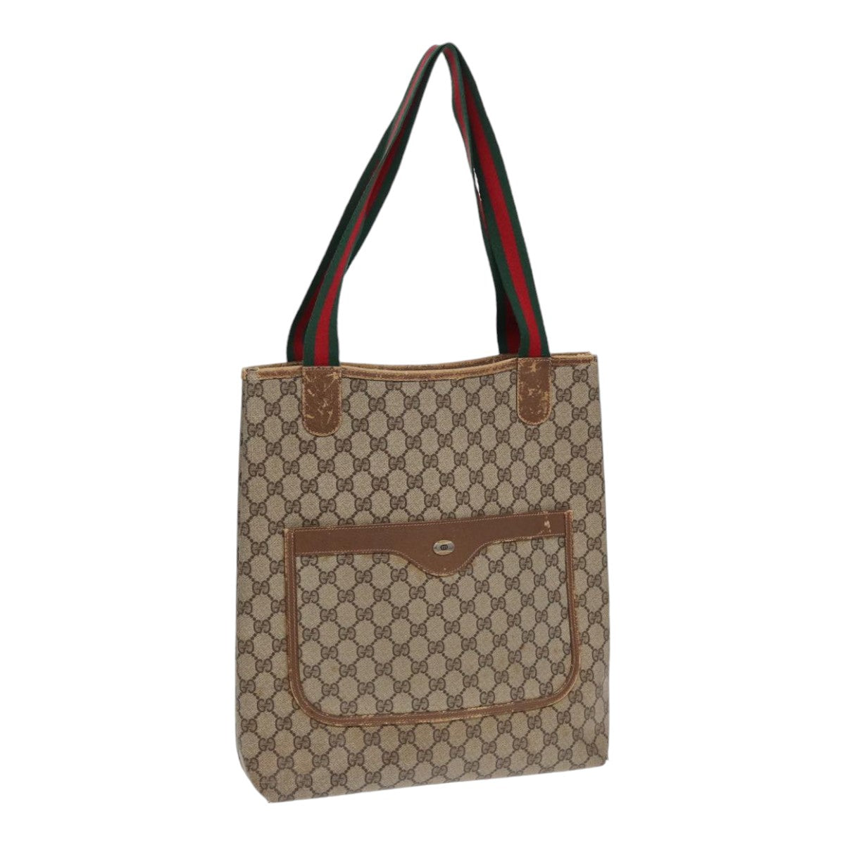 GUCCI GG Supreme Web Sherry Line Tote Bag PVC Beige Red 40 02 003 ki4755