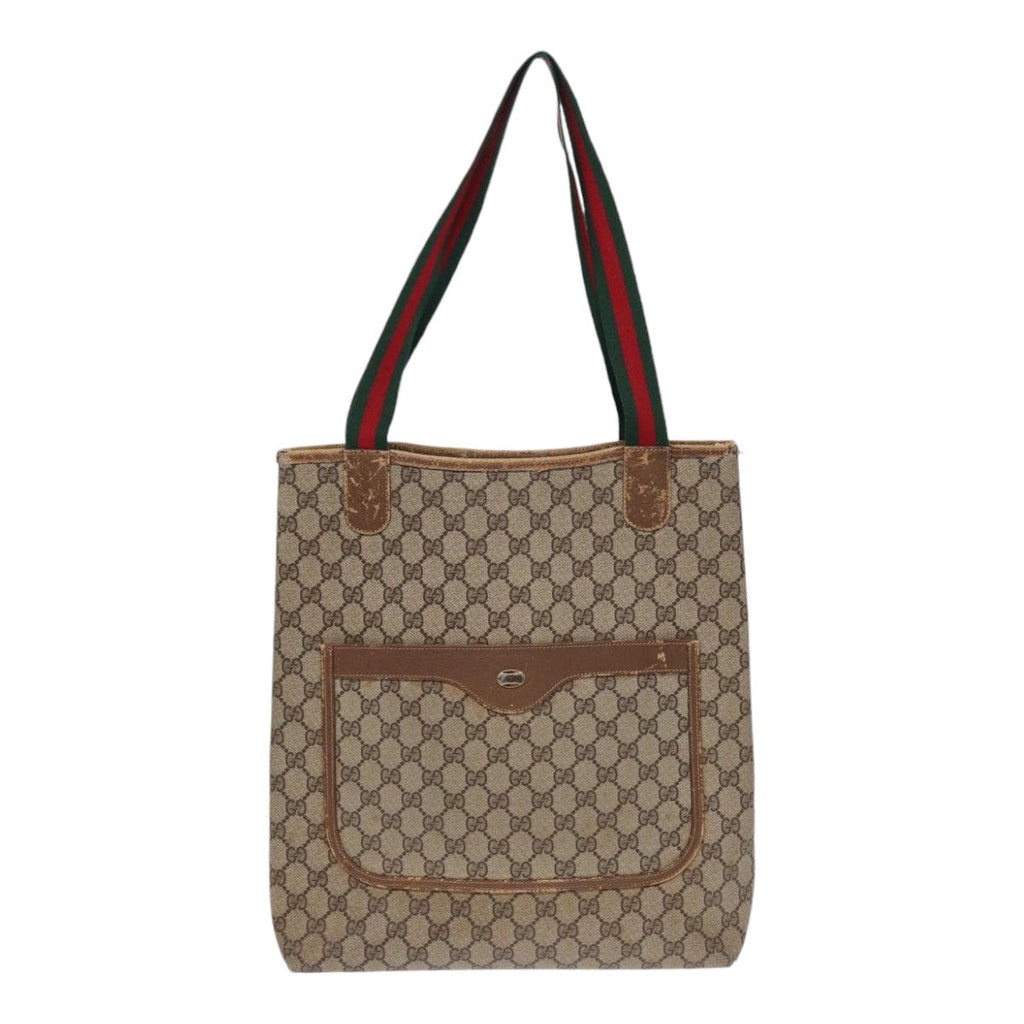 GUCCI GG Supreme Web Sherry Line Tote Bag PVC Beige Red 40 02 003 ki4755