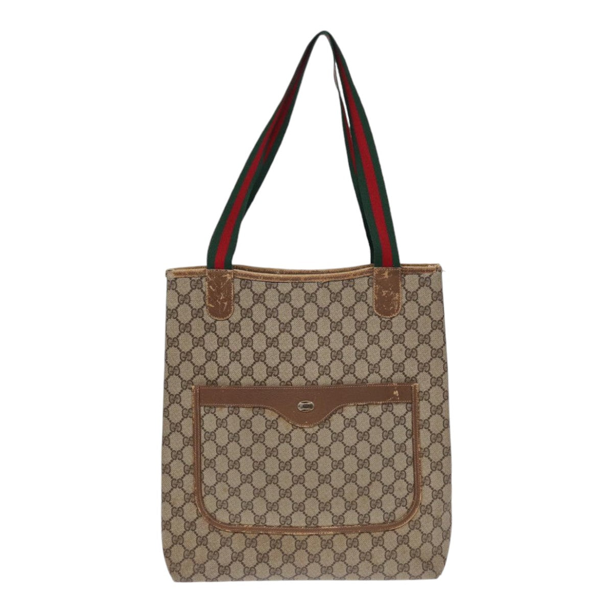 GUCCI GG Supreme Web Sherry Line Tote Bag PVC Beige Red 40 02 003 ki4755