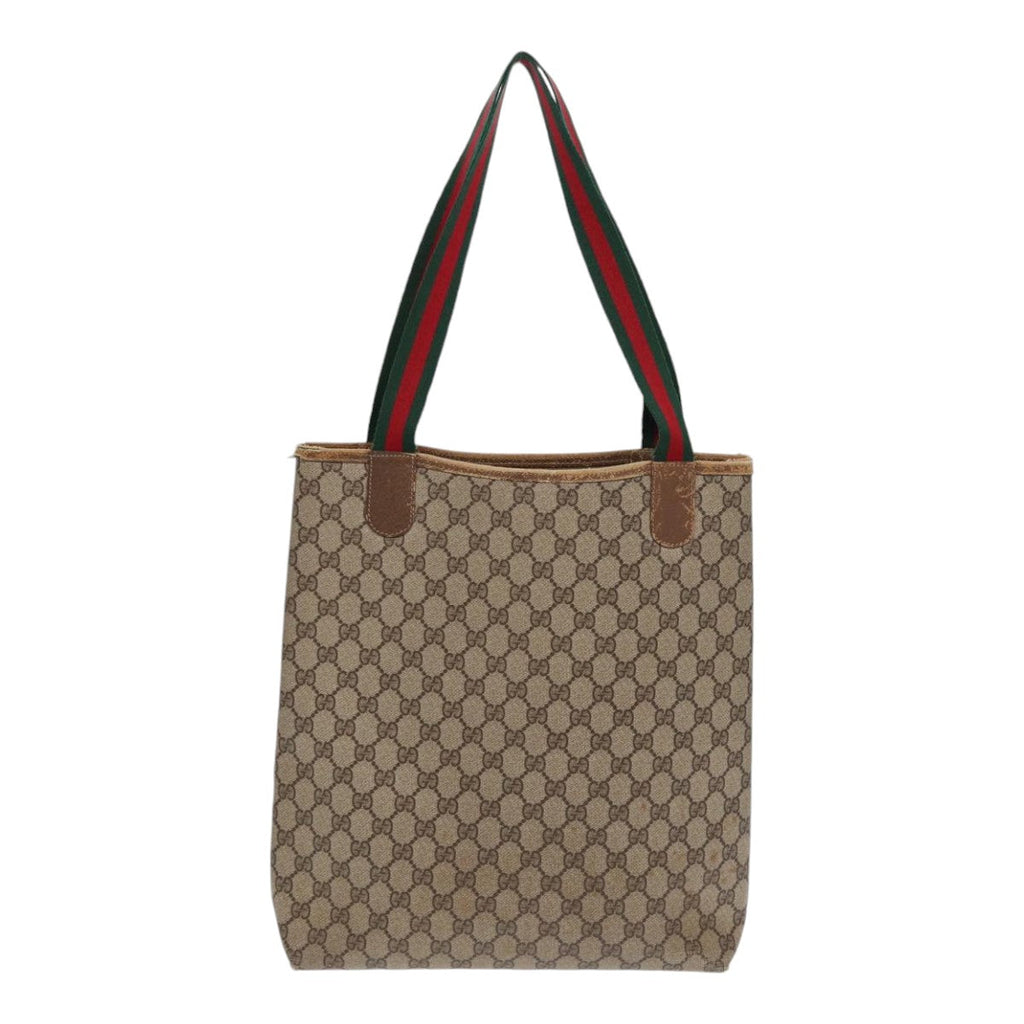 GUCCI GG Supreme Web Sherry Line Tote Bag PVC Beige Red 40 02 003 ki4755