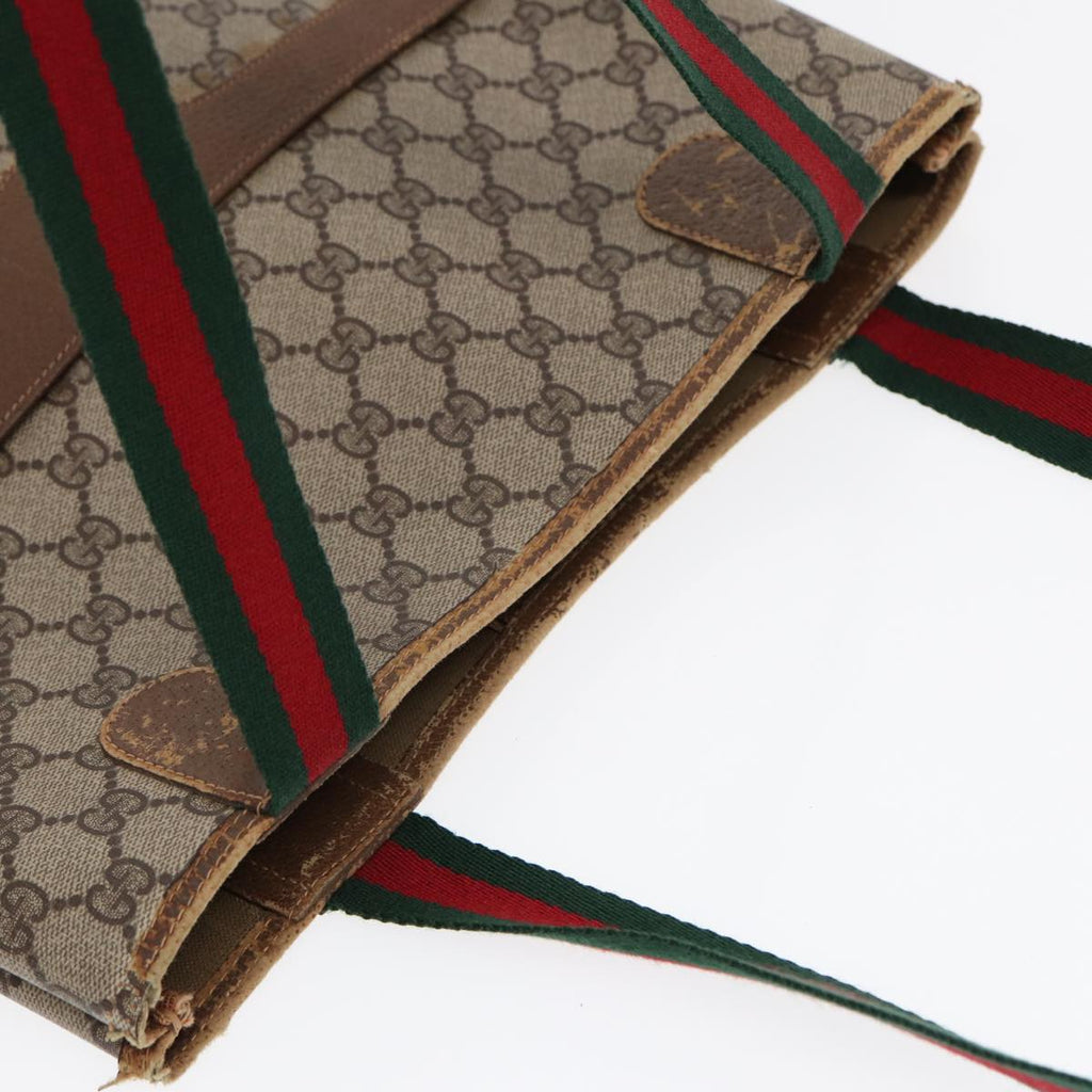 GUCCI GG Supreme Web Sherry Line Tote Bag PVC Beige Red 40 02 003 ki4755
