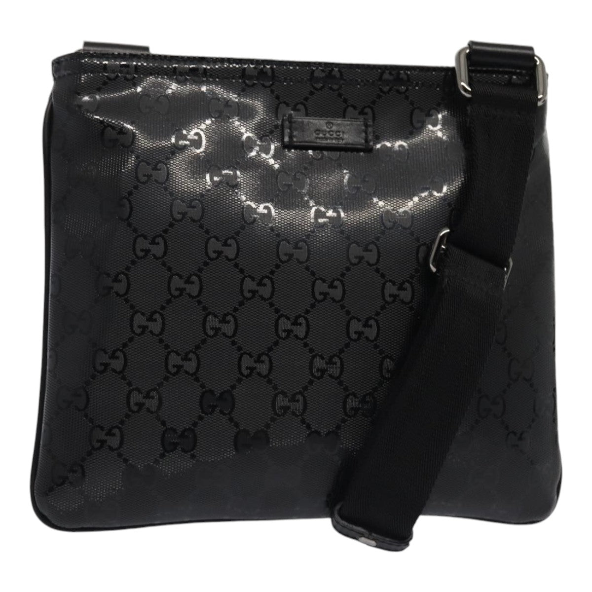 GUCCI GG implementation Shoulder Bag Silver Black 201538 ki4758A