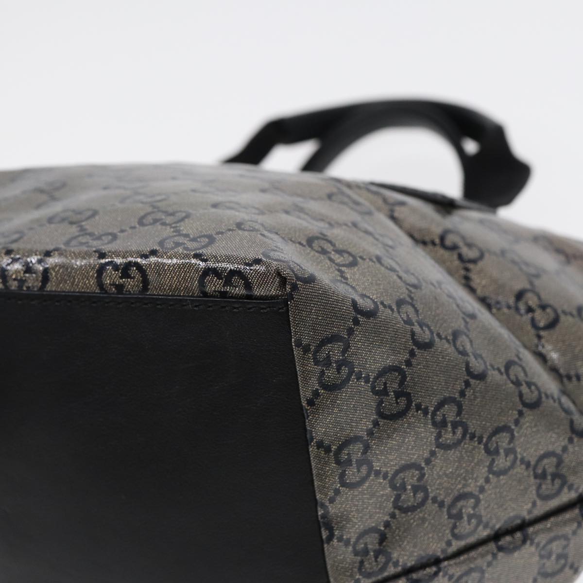 GUCCI GG Crystal Hand Bag Black Gold 131228 ki4780