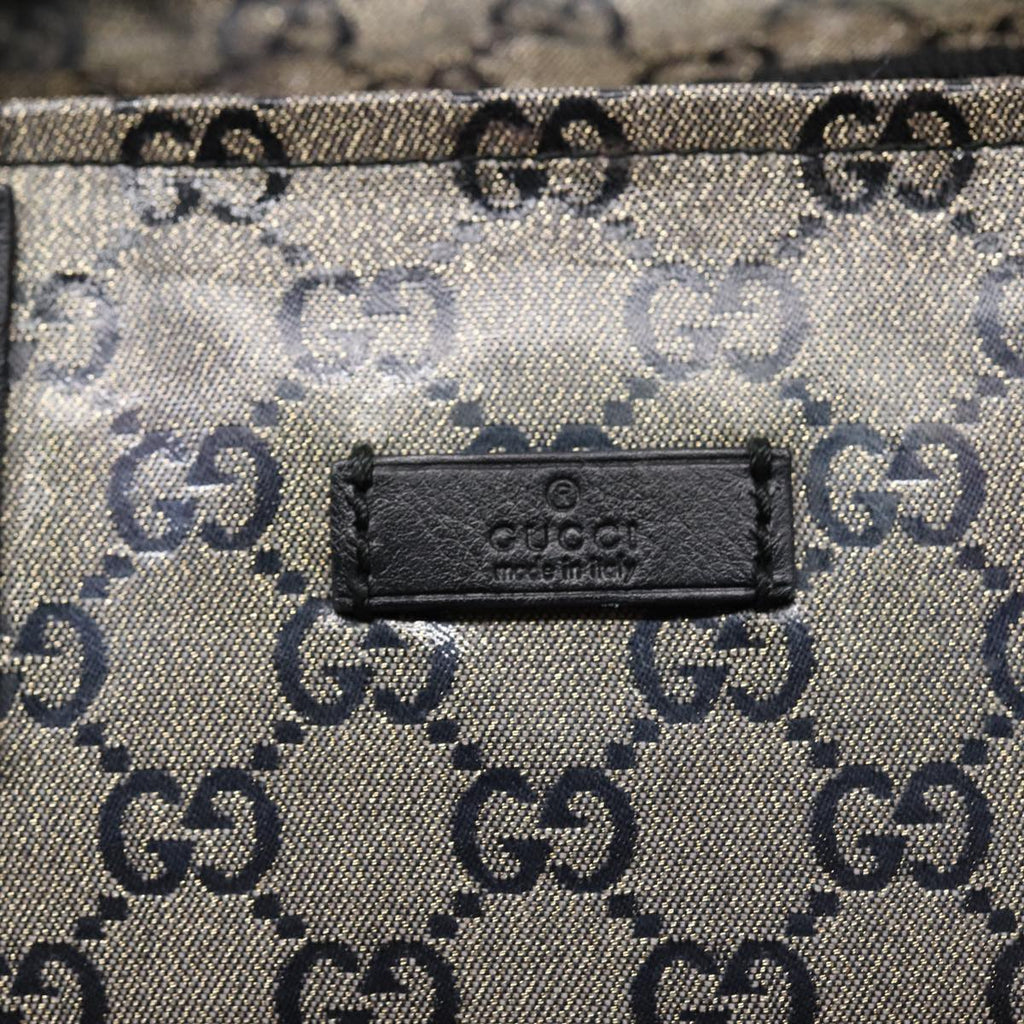 GUCCI GG Crystal Hand Bag Black Gold 131228 ki4780