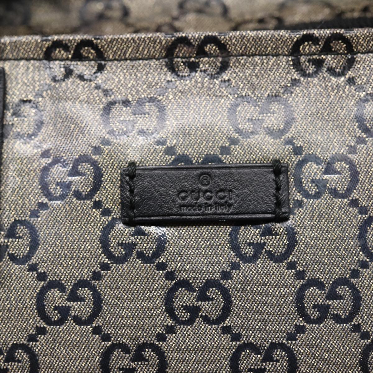 GUCCI GG Crystal Hand Bag Black Gold 131228 ki4780