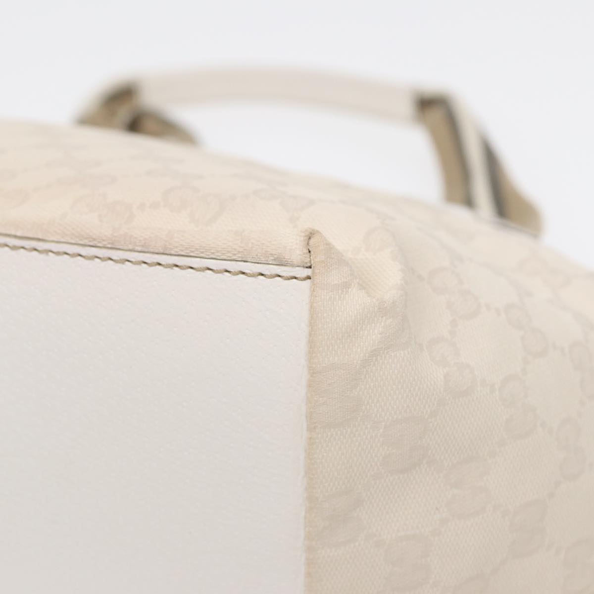 GUCCI GG Supreme Tote Bag White Beige gold 131230 ki4782