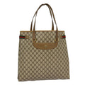 GUCCI GG Supreme Web Sherry Line Tote Bag PVC Beige Gold 39 02 091 ki4828