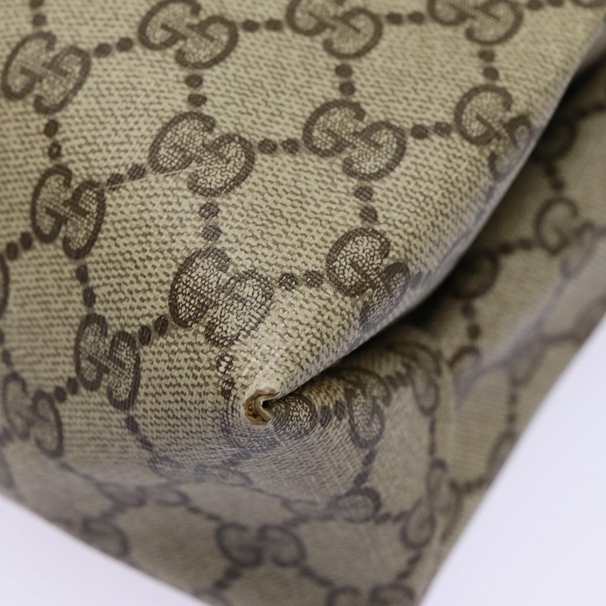 GUCCI GG Supreme Web Sherry Line Tote Bag PVC Beige Gold 39 02 091 ki4828
