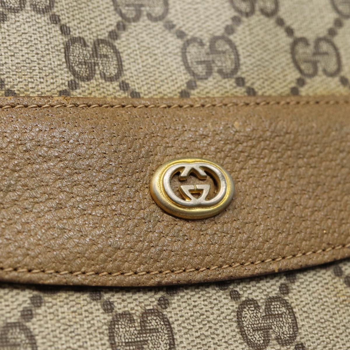 GUCCI GG Supreme Web Sherry Line Tote Bag PVC Beige Gold 39 02 091 ki4828
