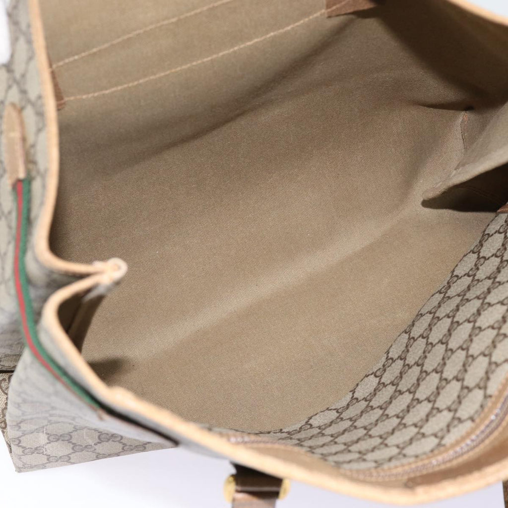 GUCCI GG Supreme Web Sherry Line Tote Bag PVC Beige Gold 39 02 091 ki4828