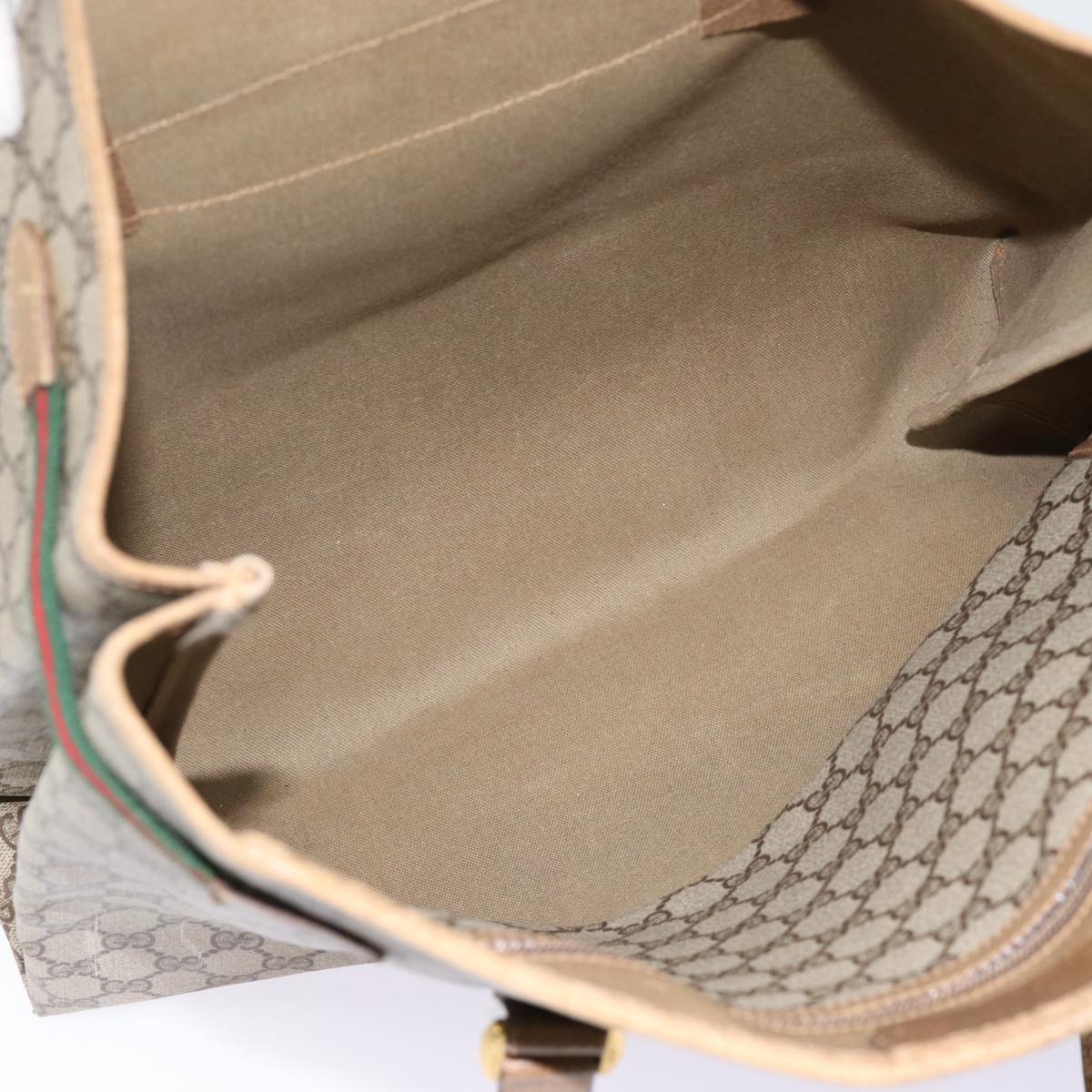 GUCCI GG Supreme Web Sherry Line Tote Bag PVC Beige Gold 39 02 091 ki4828