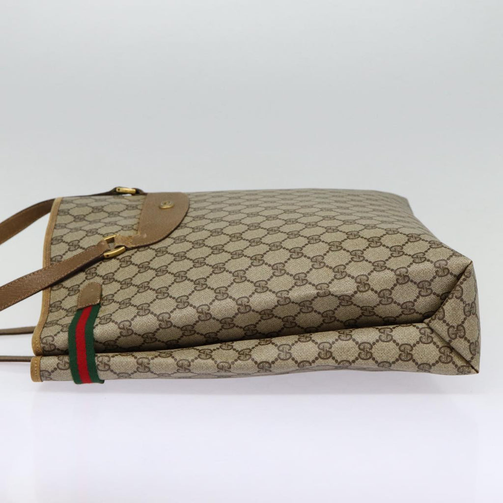 GUCCI GG Supreme Web Sherry Line Tote Bag PVC Beige Gold 39 02 091 ki4828