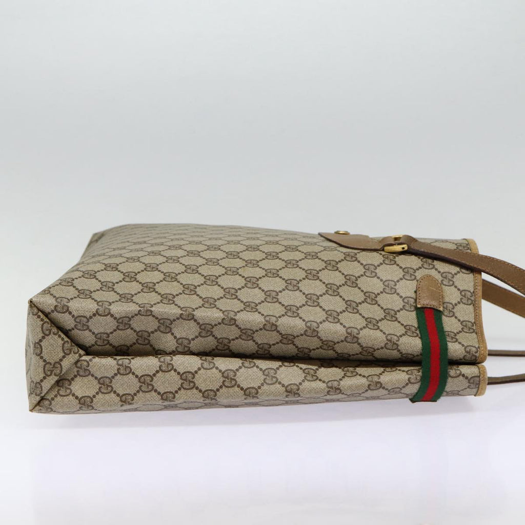 GUCCI GG Supreme Web Sherry Line Tote Bag PVC Beige Gold 39 02 091 ki4828