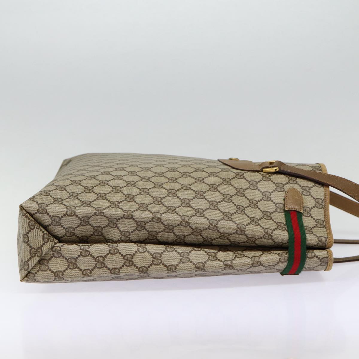 GUCCI GG Supreme Web Sherry Line Tote Bag PVC Beige Gold 39 02 091 ki4828