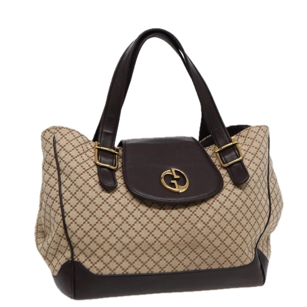 GUCCI Diamante Hand Bag Canvas Beige Gold 251826 ki4830