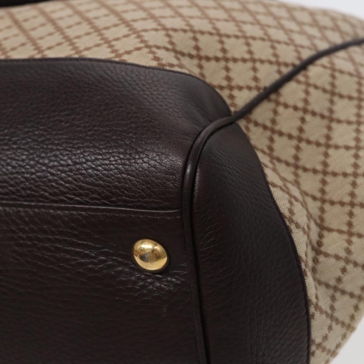 GUCCI Diamante Hand Bag Canvas Beige Gold 251826 ki4830