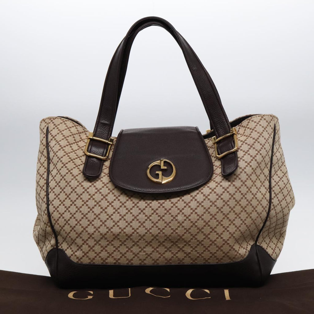 GUCCI Diamante Hand Bag Canvas Beige Gold 251826 ki4830