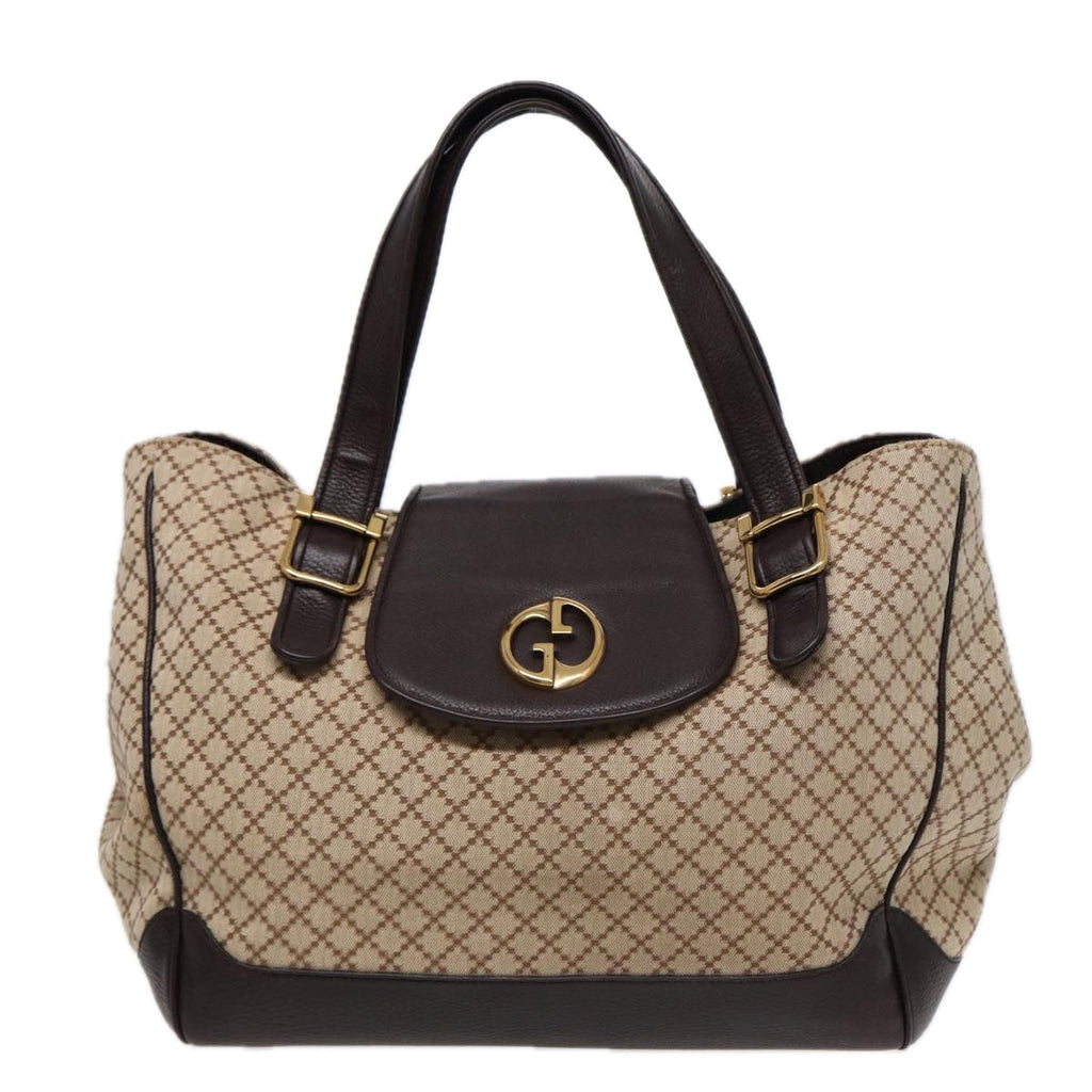 GUCCI Diamante Hand Bag Canvas Beige Gold 251826 ki4830