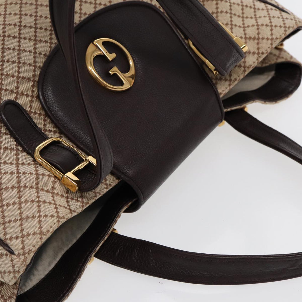 GUCCI Diamante Hand Bag Canvas Beige Gold 251826 ki4830