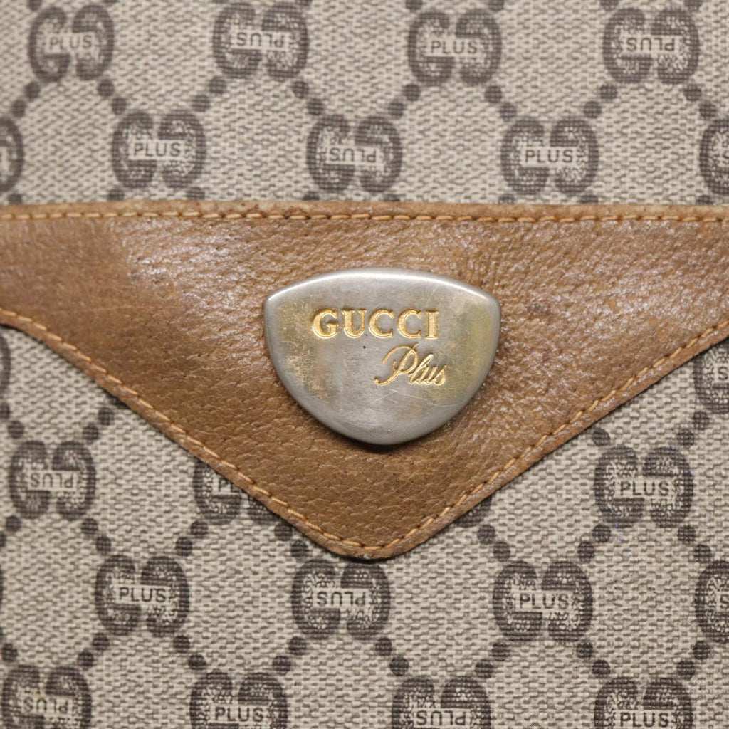 GUCCI GG Plus Supreme Web Sherry Line Tote Bag PVC Beige Gold Red ki4840
