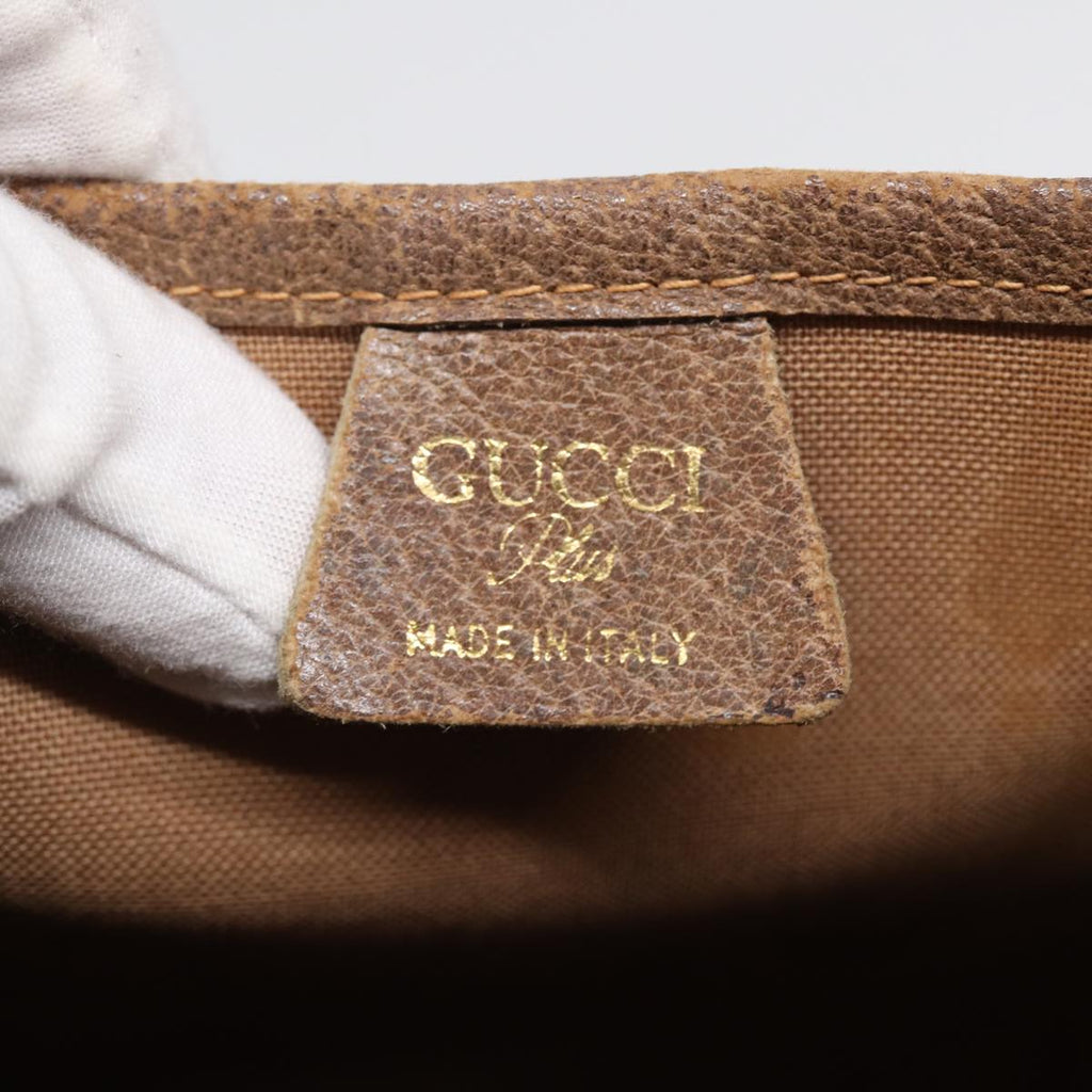 GUCCI GG Plus Supreme Web Sherry Line Tote Bag PVC Beige Gold Red ki4840