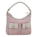 GUCCI GG Canvas Shoulder Bag Pink White Silver 153025 ki4845